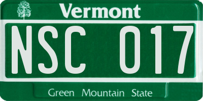VT license plate NSC017