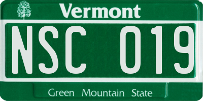 VT license plate NSC019