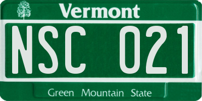 VT license plate NSC021