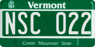 VT license plate NSC022