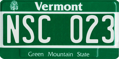 VT license plate NSC023