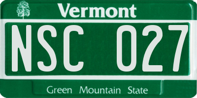 VT license plate NSC027