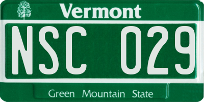 VT license plate NSC029