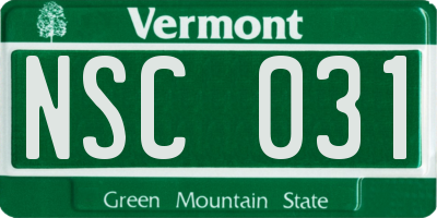 VT license plate NSC031