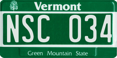 VT license plate NSC034
