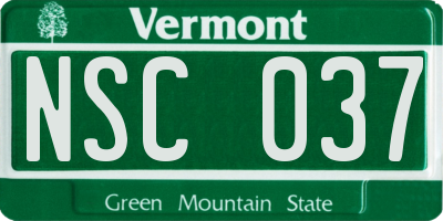 VT license plate NSC037