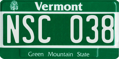 VT license plate NSC038