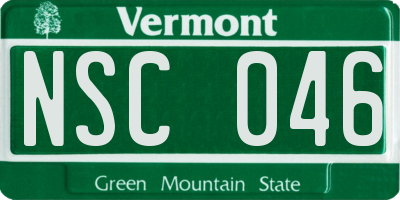 VT license plate NSC046