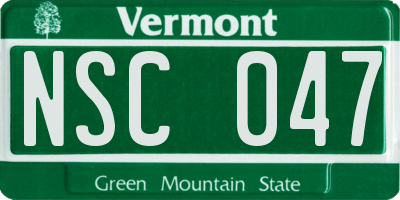 VT license plate NSC047