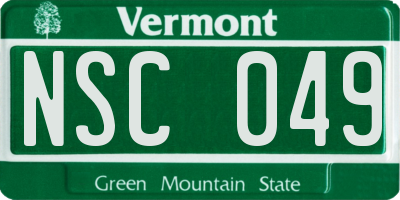 VT license plate NSC049
