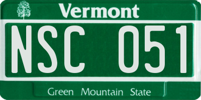 VT license plate NSC051
