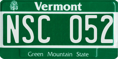 VT license plate NSC052