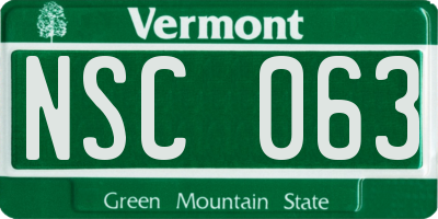 VT license plate NSC063