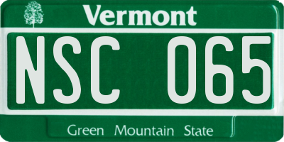 VT license plate NSC065