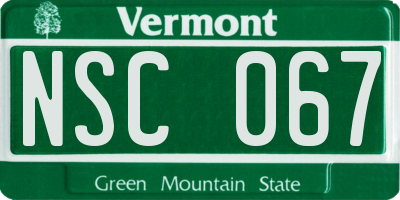 VT license plate NSC067