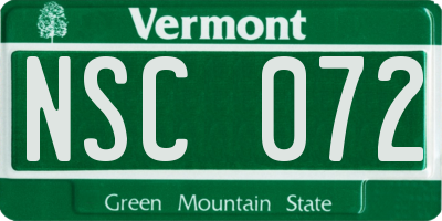VT license plate NSC072
