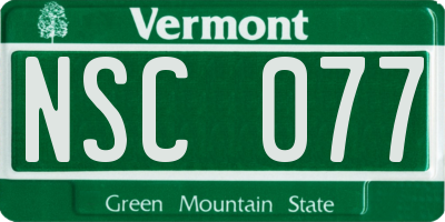 VT license plate NSC077
