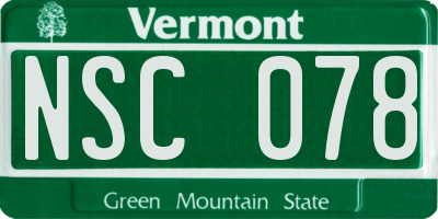 VT license plate NSC078