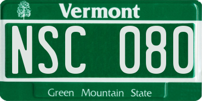 VT license plate NSC080