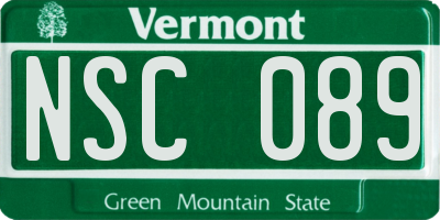 VT license plate NSC089