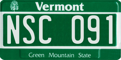 VT license plate NSC091