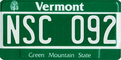VT license plate NSC092