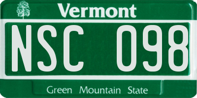 VT license plate NSC098