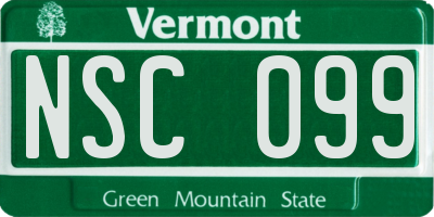 VT license plate NSC099