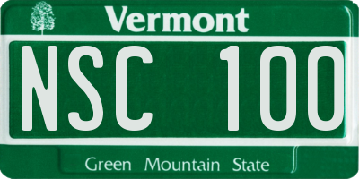 VT license plate NSC100
