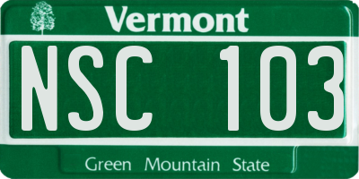 VT license plate NSC103