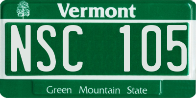 VT license plate NSC105