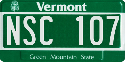 VT license plate NSC107