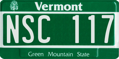 VT license plate NSC117