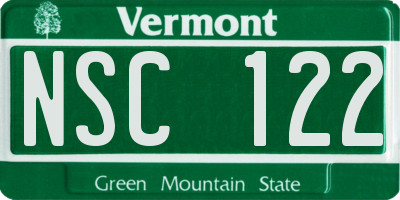 VT license plate NSC122