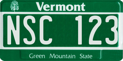 VT license plate NSC123