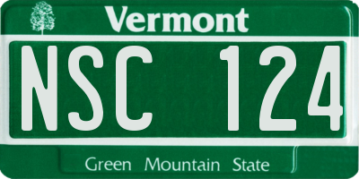 VT license plate NSC124