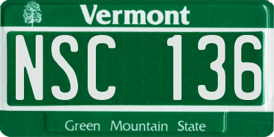 VT license plate NSC136