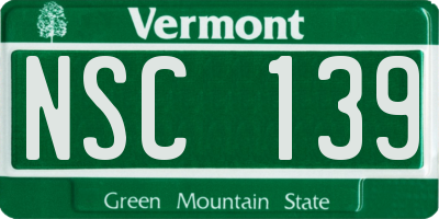 VT license plate NSC139