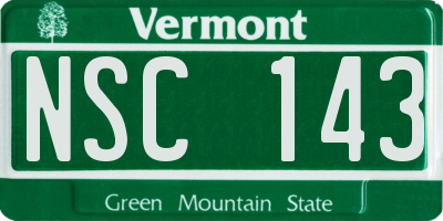 VT license plate NSC143