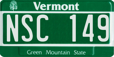 VT license plate NSC149