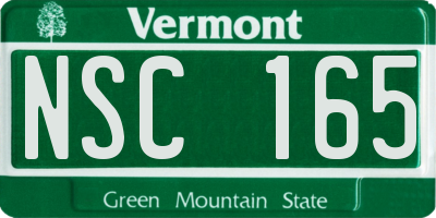 VT license plate NSC165