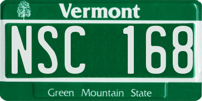 VT license plate NSC168