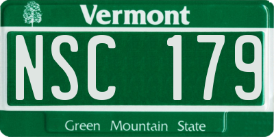 VT license plate NSC179