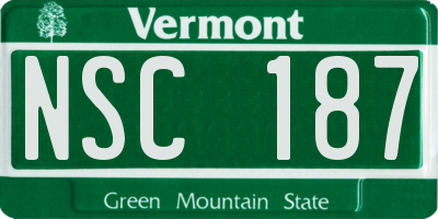 VT license plate NSC187