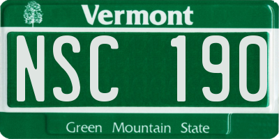 VT license plate NSC190