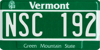 VT license plate NSC192