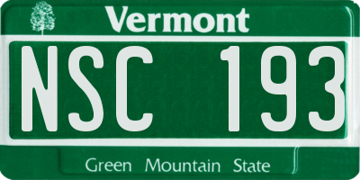 VT license plate NSC193