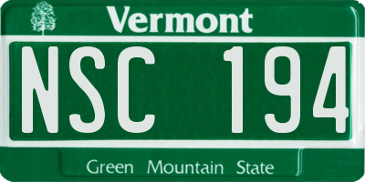 VT license plate NSC194