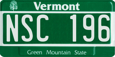 VT license plate NSC196