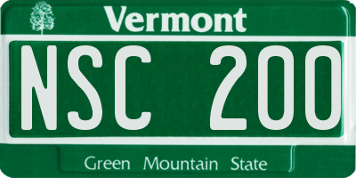 VT license plate NSC200